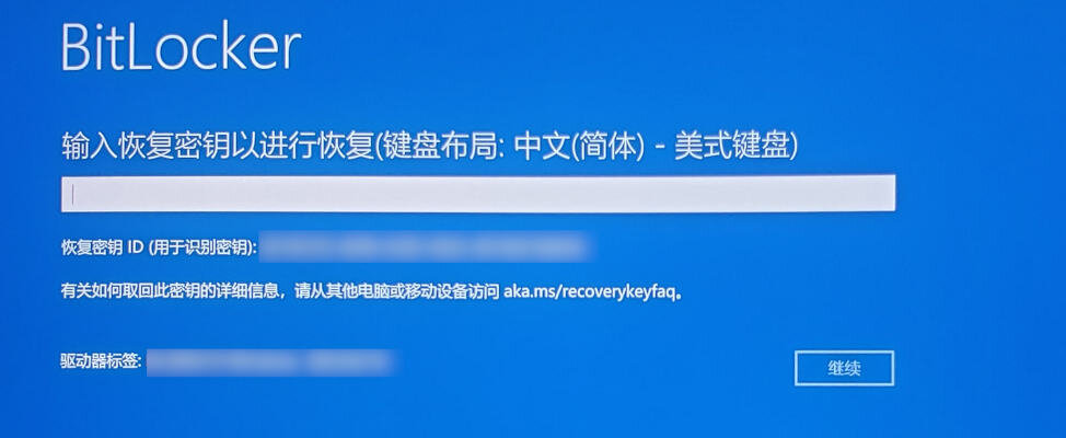 令人心肺停止的 BitLocker 恢复画面